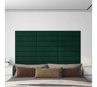 Tête de lit en velours 12 pièces en vert foncé, tête de lit rectangulaire pour chambre à coucher en velours, design moderne avec base de matériaux en bois, nécessite un assemblage.