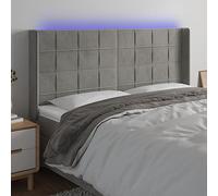 Tête de lit en velours gris clair 203x16x118/128 cm avec bande LED pour lit, hauteur réglable, soutien du dos doux, LED colorées, alimentation USB 5V, installation facile