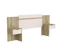 Tête de lit extensible avec chevets - 140/160 cm - Coloris : Naturel et ivoire - PARATI