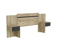 Tête de lit extensible avec chevets - 140/160 cm - Coloris : Naturel et noir - PARATI
