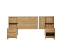 Tête de lit extensible avec chevets - 140/160 cm - Coloris : Naturel - NOVOLI