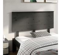 vidaXL Tête de lit en pin massif pour lit double Gris 144x6x82,5 cm