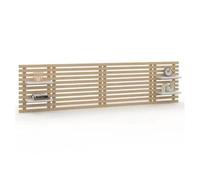 IDMarket - Tête de lit Suspendue en Lattes AVA 240 cm Bois Clair et étagères Blanches