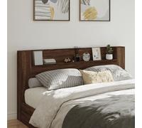 Tête de lit LED avec tablette aspect chêne brun 200x16,5x103,5 cm