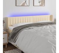 Tête de lit LED, crème, 203 x 16 x 78/88 cm, réglable, avec LED colorées et ruban de coupe, offre un excellent soutien du dos pendant la lecture.