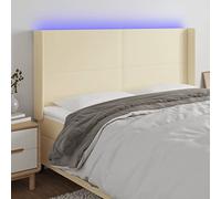 Tête de Lit LED Crème 203x16x118/128 cm, Similicuir Durable, Hauteur Réglable, Éclairage Coloré, Support Confortable pour Lecture, Chambre Moderne