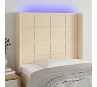 Tête de lit LED crème, tissu, 83 x 16 x 118/128 cm, hauteur réglable, avec bande LED pour la coupe, offre un excellent soutien du dos lorsque vous lisez ou regardez