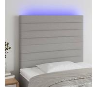 Tête de lit LED, gris clair, 80x5x118/128 cm, tissu, hauteur réglable, rétroéclairage LED, tête de lit avec bande de coupe, soutien du dos, design moderne, connecteur