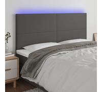 Tête De Lit Led Gris Similicuir 180 X 5 X 118/128 Cm Hauteur Réglable Bande Découpable Usb Gris