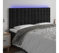 Tête de lit LED Velours Noir 180x5x118/128 cm Hauteur réglable LED Coloré Bande de Coupure Excellent Soutien du Dos, Design moderne pour