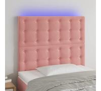Tête de lit LED, velours rose, 80x5x118/128 cm, avec hauteur réglable et LED colorées, offre un excellent soutien du dos pour lire ou regarder