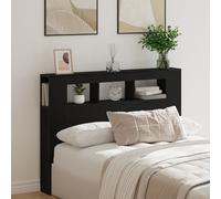 vidaXL Tête de lit LED avec étagère Chêne Noir 140 x 18,5 x 103,5 cm, Têtière Moderne stylée avec USB, Espace de Rangement, LED Multicolores, éclairage d'ambiance pour Une Chambre Luxe