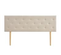 IDIMEX Tête de lit LULINE 160 capitonnée, en Tissu rembourré, Pieds en Bois, Design élégant, pour Lits 160 cm, Écru