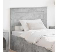 Tête de lit moderne béton gris matériau bois, design rectangulaire minimaliste avec des lignes épurées et un petit ornement, facile à nettoyer avec un chiffon sec,