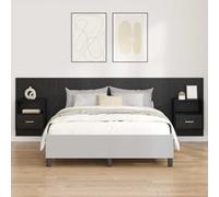 Tête de Lit Murale Chêne Noir, Bois d'Ingénierie, 257x32,5x80 cm, avec 2 Tables de Chevet Intégrées, Rangement Spacieux, Design Moderne