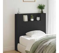 Tête de lit Noire 100x16,5x103,5 cm, Bois d'Ingénierie Durable avec Étagère de Rangement et Bande LED Multicolore, Design Moderne pour Chambre, headboard Only
