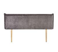 IDIMEX Tête de lit OVIO 160 rembourrée, en Tissu Polyester pour lit 160 cm, sur Pieds en Bois, Gris