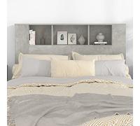 Tête de lit rustique grise avec rangement pour lits simples à super king size, meuble de chambre élégant avec étagères ouvertes