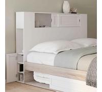 IDMarket - Tête de lit sur pied Salem 145 cm avec rangements fermés et niches Blanc