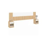 IDMARKET Tête de lit sur pied SAPA – chevets modulables pour lit 140/160/180 cm bois/blanc
