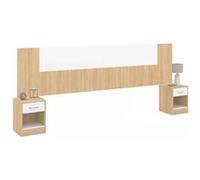 IDMarket - Tête de lit sur Pied avec chevets modulables SAPA pour lit 140, 160 ou 180 cm Bois et Blanc