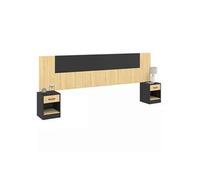 IDMarket Tête de lit sur pied SAPA chevets modulables pour lit 140/160/180 cm bois et noir