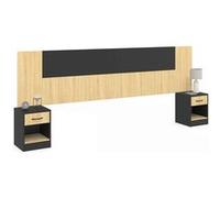 IDMarket Tête de lit sur pied SAPA chevets modulables pour lit 140/160/180 cm bois et noir