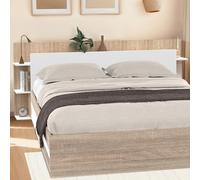 IDMarket – Tête de lit sur pied CIRI – 140/160 cm – avec rangements – Blanc et Bois