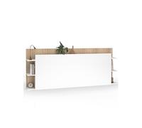IDMarket – Tête de lit sur pied CIRI – 140/160 cm – avec rangements – Blanc et Bois