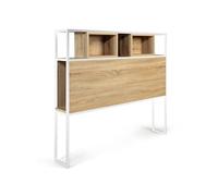 Tête de lit sur pied DETROIT 145 cm bois et métal blanc design industriel