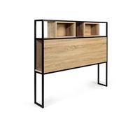 Tête de lit sur pied DETROIT 145 cm bois et métal noir design industriel