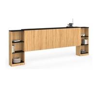 IDMarket Tête de lit sur pied extensible CATBA chevets coulissants pour lit 140/160 cm bois/noir