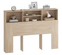 HOMCOM Tête de Lit sur Pied 140 x 19 x 103,5 cm Effet Bois Naturel | Avec Rangements, Accessoire de Lit Moderne, 4 Compartiments Ouverts, pour Chambre à Coucher