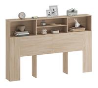 Tête de lit sur pied - HOMCOM - 4 compartiments ouverts - 160 x 20,2 x 108,2 cm - bois naturel