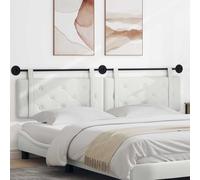 Tête de lit Suspendue Blanc en Simili Cuir 210 x 55 x 5 cm Design matelassé avec Boutons et Ceintures Amovibles pour Chambre Moderne et Confortable