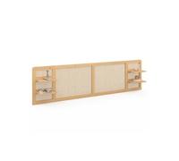 IDMarket – Tête de lit suspendue EDHEN 240 cm cannage et bois avec étagères