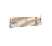IDMarket - Tête de lit suspendue AVA 240cm en lattes avec chevets + tiroir façon bois clair et blanc