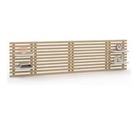 IDMarket - Tête de lit Suspendue en Lattes AVA 240 cm Bois Clair et étagères Blanches