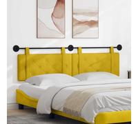 Tête de lit Suspendue Jaune en Velours 170 x 55 x 5 cm, Cadre en Bois d'ingénierie, Design capitonné rembourré, Fixation Murale, Double Panneau pour Chambre Confortable et décor Moderne