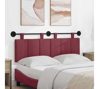 Tête de lit Suspendue Rayé Bordeaux 150 x 55 x 5 cm Tissu Polyester 2 pièces avec Rail métal et Ceintures Amovibles pour Chambre Moderne Confortable