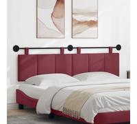 Tête de lit Suspendue rayé Bordeaux Tissu 190 x 55 x 5 cm rembourrée avec Ceintures Amovibles et Rail métal Montage Mural Design élégant pour Chambre Moderne Confortable