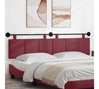 Tête de lit Suspendue rayée Bordeaux en Tissu 210 x 55 x 5 cm avec Rail métal et Ceintures Amovibles pour Chambre Moderne Confortable