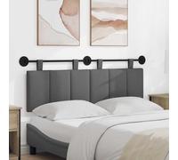 Tête de lit Suspendue rayée Gris foncé en Tissu 150 x 55 x 5 cm rembourrée avec Ceintures Amovibles et Rail métal pour Chambre Moderne Confortable et Facile à Monter