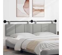 Tête de lit Suspendue rayée Gris Nuage en Tissu 210 x 55 x 5 cm rembourrée Double pièce avec Rail Mural métal et Ceintures Amovibles pour Chambre Confortable et Moderne
