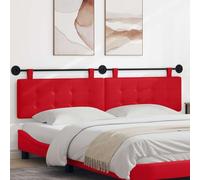 Tête de lit Suspendue Rouge en Simili Cuir 210 x 55 x 5 cm rembourrée Confortable Design Moderne et Montage Mural avec Ceintures Amovibles et Rail métallique pour Chambre et Salle à Manger