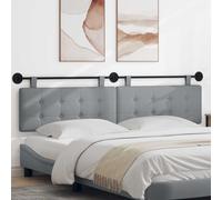 vidaXL Tête de lit suspendue Montage mural Gris clair 210 x 55 x 5 cm
