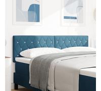 Tête De Lit Vidaxl Avec Bouton En Cristal Capitonné Bleu Foncé 140 Cm En Velours Bleu