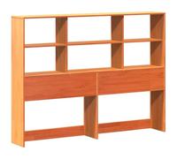 vidaXL Tête de lit 160 cm en bois massif de pin avec rangement, cire marron
