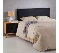IDIMEX Tête de lit VINCEL 160 – rembourrée, tissu polyester, sur pieds en bois – Noir