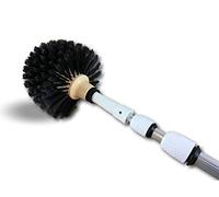 Tête de Loup Balai Brosse Boule, Manche télescopique Aluminium 3,80 m, Vinyl fleuré, Ø 180 mm, à Douille vissante, Version Pro, Toiles d'araignées Moutons plafonds Coins, Kibros 101648KIT